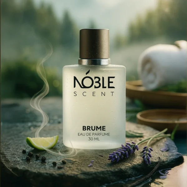 Brume Noble Scent dengan variasi top middle bottom notes dengan latar belakang alam