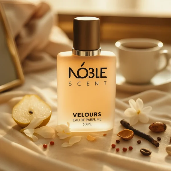 Velours Noble Scent dengan variasi top middle bottom notes dengan latar sore hari